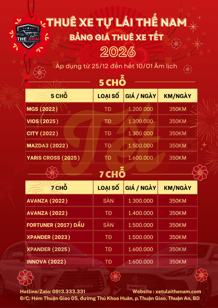 Bang gia thue xe tet 2026
